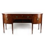 Property of a gentleman - a George III mahogany & strung 'D'-shaped sideboard, with six square
