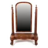 Property of a lady - a Victorian mahogany cheval mirror, with tapering octagonal columns.