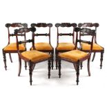 Property of a lady - a set of six early 19th century William IV carved rosewood bar back dining