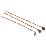 Property of a gentleman - three hickory shafted golf clubs including two woods (3).