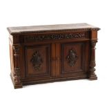 Property of a lady - a late 19th century French carved oak buffet, 53.5ins. (136cms.) wide.