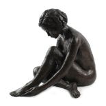 Property of a deceased estate - a copper resin figure of a seated female nude, entitled 'Sophie'