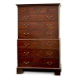 Property of a gentleman - an 18th century George III mahogany tallboy or chest-on-chest, with