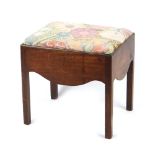 Property of a deceased estate - an 18th century George III mahogany stool, with square chamfered