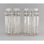 Property of a lady - a pair of late 19th century cut glass table lustres, 9.25ins. (23.5cms.)