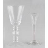Property of a deceased estate - an 18th century drawn stem wine glass, with tear drop stem &