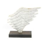 Property of a deceased estate - a marble blade sculpture on stand, 15.75ins. (40cms.) high (