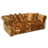 Property of a deceased estate - a large modern gold coloured chesterfield sofa, 91ins. (231cms.)