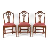 Property of a lady - a set of three Edwardian painted satinwood side chairs with Prince of Wales