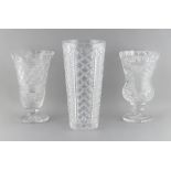 Three Waterford cut glass vases, the tallest 12ins. (30.5cms.) high (3).