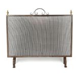 Property of a lady - a brass mounted steel mesh spark guard, 32ins. (81cms.) wide.