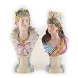 Property of a lady - a pair of late 19th / early 20th century French coloured biscuit porcelain
