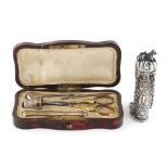 Property of a lady - a 19th century French Boulle style necessaire, the case 4.6ins. (11.7cms.)