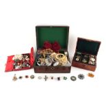 Property of a deceased estate - two jewellery boxes and another box containing costume jewellery,