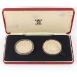 Property of a lady - a Royal Mint cased pair of commemorative silver coins, The Hashemite Kingdom of