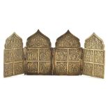 Property of a gentleman - a Russian cast brass four panel travelling icon, probably 19th century,