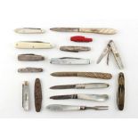 Property of a deceased estate - a collection of fifteen folding fruit knives including silver bladed