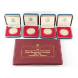 Property of a lady - a group of five silver commemorative coins, boxed & cased (5).