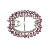 Property of a lady - a Georgian paste buckle set with pear shaped faceted pink 'stones' & round