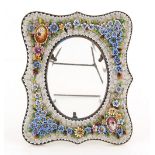 Property of a lady - an Italian micromosaic easel photograph frame, with bevelled glass oval