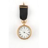 Property of a gentleman - an early 20th century Waltham 18ct yellow gold cased fob watch with red