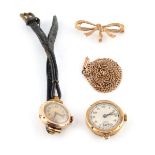 Property of a deceased estate - two lady's 9ct gold cased wristwatches; together with a 9ct gold