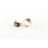 Property of a deceased estate - a Victorian 18ct yellow gold black enamel diamond & seed pearl