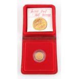 Property of a lady - gold coin - a 1980 QEII Royal Mint proof half sovereign, cased.