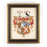 Property of a gentleman - a painted armorial heraldic crest, gouache & gilt on paper, 9.45 by 7.