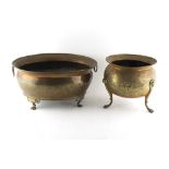 Property of a lady - two late 19th / early 20th century brass planters, both probably Dutch, the