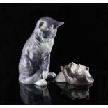 Property of a deceased estate - a Royal Copenhagen model of a seated cat, model number 550, 7.