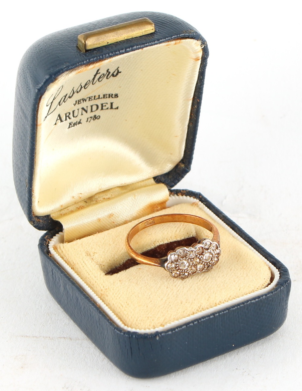 Property of a deceased estate - an early 20th century 18ct yellow gold diamond cluster ring, the