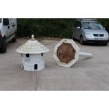 Property of a deceased estate - a medium sized white painted wood dovecote, with stand, the dovecote