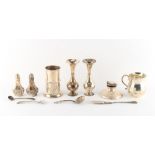 Property of a gentleman - a quantity of assorted small silver items including a vase, a mug, a