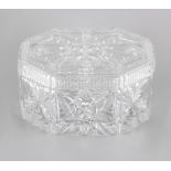 Property of a deceased estate - a cut glass hexagonal box & cover, 7ins. (17.8cms.) long.