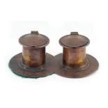 Property of a lady - an Arts & Crafts copper double inkwell, circa 1910, attributed to Jesson &