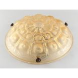 Property of a lady - an Art Deco moulded glass ceiling light shade, with rosebud decorations, 13.