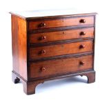 Property of a gentleman - a George III oak chest of four long mahogany banded graduated drawers,