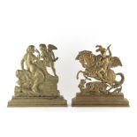 Property of a lady - a Victorian brass doorstop modelled as St George & The Dragon, with lead