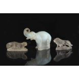 Property of a lady - an opalescent glass model of an elephant, probably Jobling, Rd. No. 195, chip