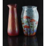 Property of a deceased estate - an early 20th century Art Nouveau red iridecent glass vase, in the