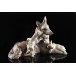 Property of a deceased estate - Lladro - a German Shepherd Dog & Two Puppies, model number 6454,