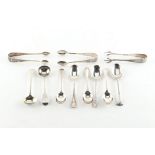 Property of lady - a bag containing a small quantity of silver flatware, comprising sugar tongs &