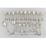 Property of a gentleman - a bag containing assorted silver flatware, mostly teaspoons, approximately
