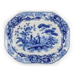 Property of a lady - a 19th century 'Girl at the Well' pattern meat plate, 14.75ins. (37.5cms.)
