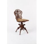 Property of a deceased estate - an Edwardian carved & line inlaid music chair.