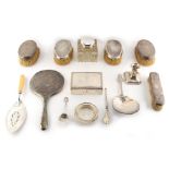 Property of a lady - a quantity of silver mounted items including a cigarette box & a large glass