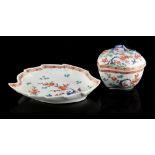 Property of a lady - a 19th century Samson kakiemon leaf shaped dish and matching covered box,