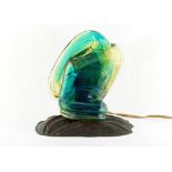 Property of a gentleman - a good Mdina glass & riveted copper freeform table lamp, late 1960's /