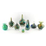 Property of a lady - a group of six Medina glass items, all with etched mark, the tallest vase 9ins.